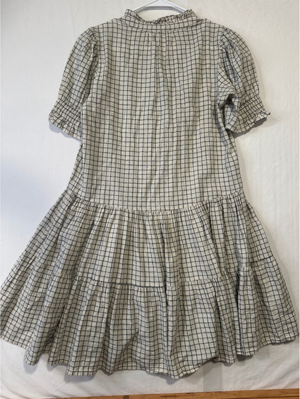 A Piece Apart Plaid Tiered Mini Dress Ruffle Button Front Organic Cotton XS - Picture 5 of 7